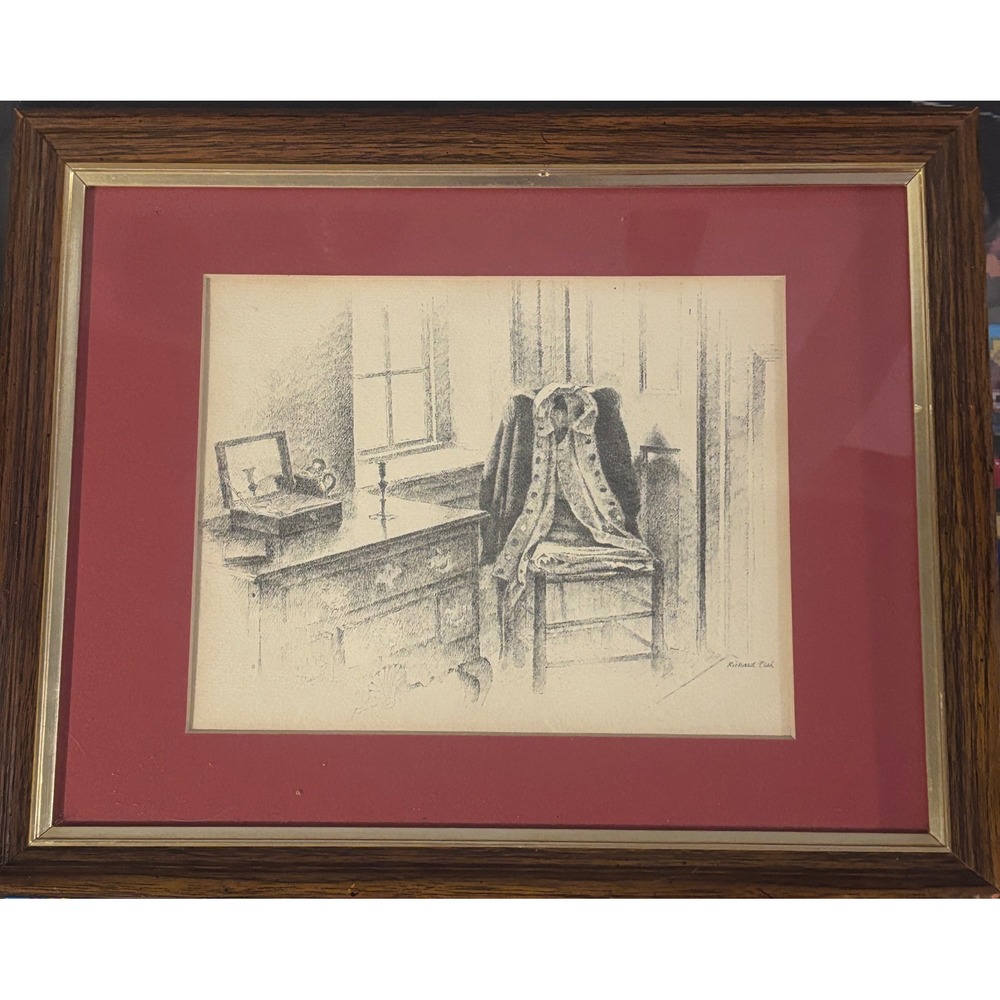 Vtg Valley Forge George Washington Headquarters Framed Richard Fish Art
12x15